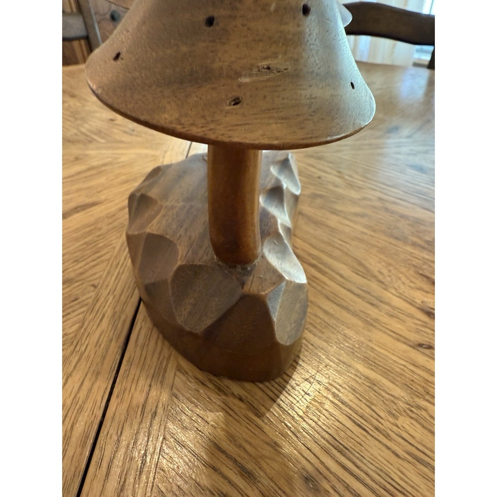 Vintage Mid Century Modern Monkey Pod Wood Mushroom Hors D'oeuvres Holder Decor - Picture 5 of 8
